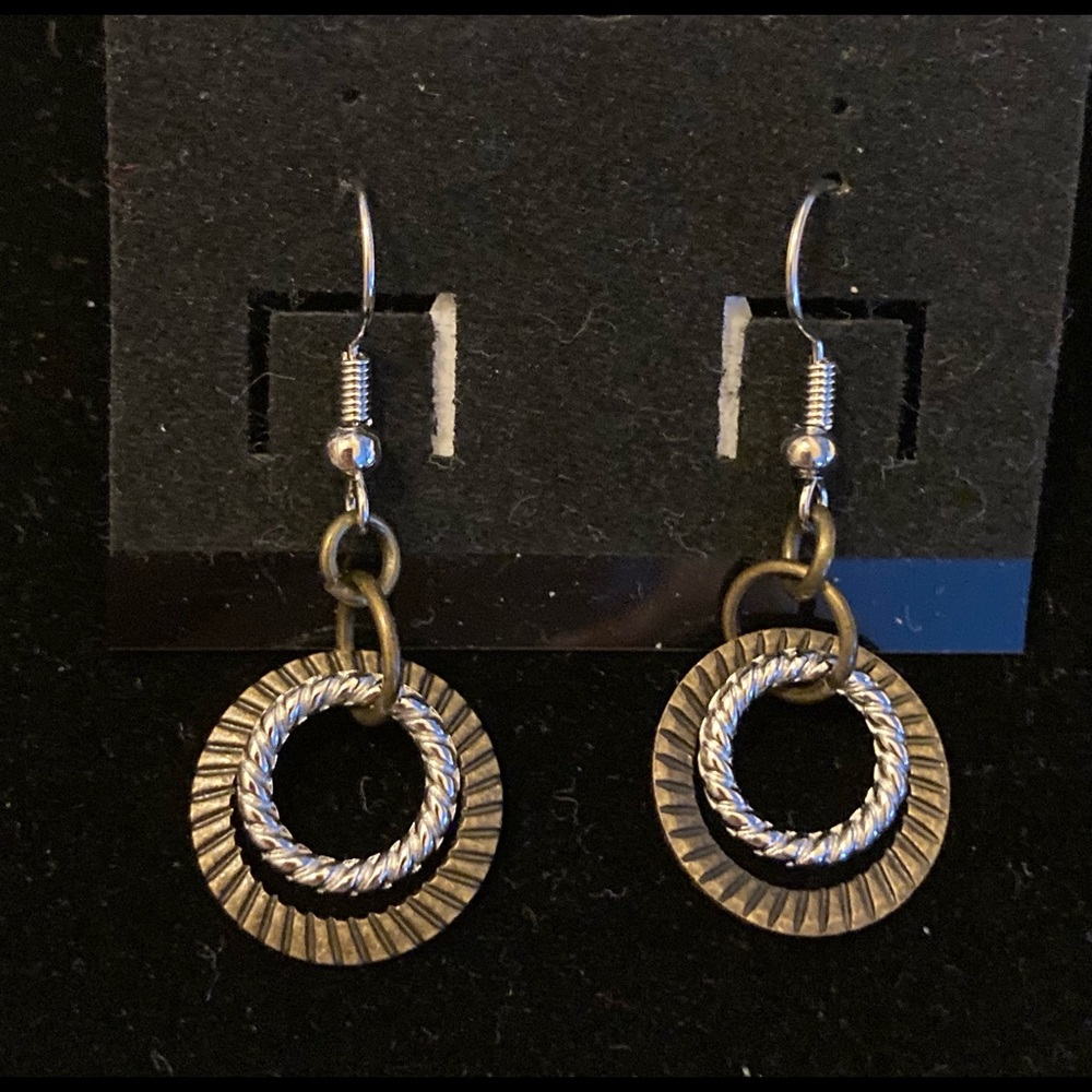🆕 HANDMADE TWO TONE EARRINGS by Jewelry Crafted in Wisconsin
